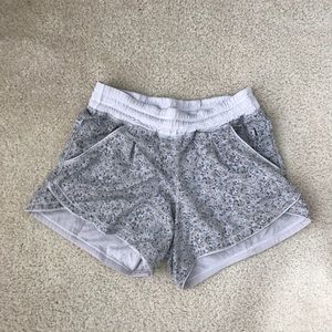 Lululemon Grey Flowered Tracker Shorts